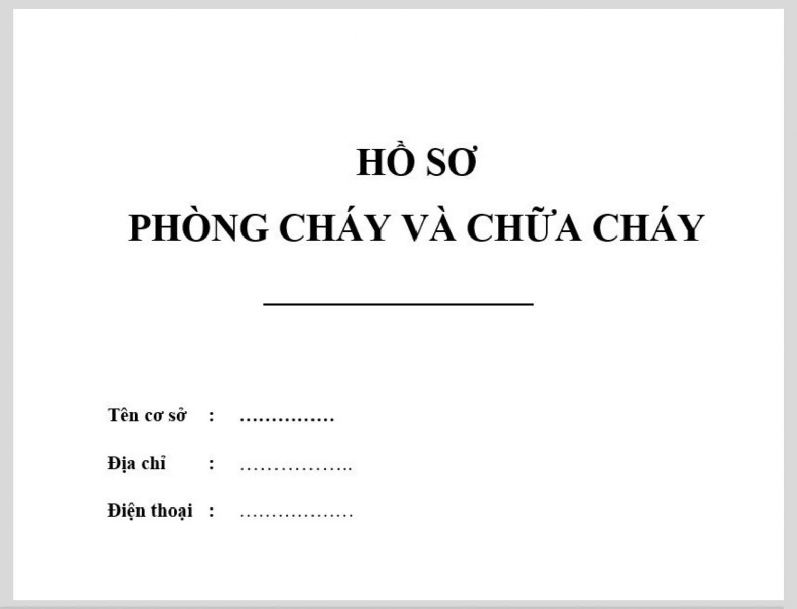 Hồ sơ phòng cháy chữa cháy